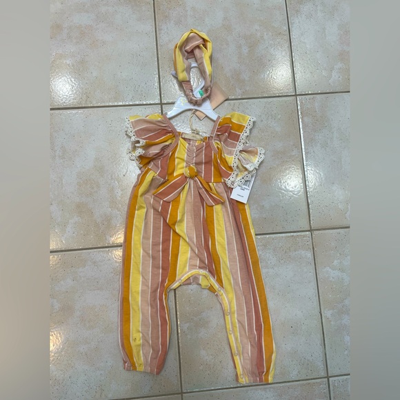 Jessica Simpson Yellow and Brown Striped Romper - Picture 1 of 4